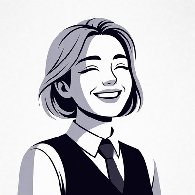 Smiling woman in suit illustration