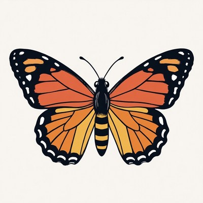 Orange Monarch Butterfly Illustration