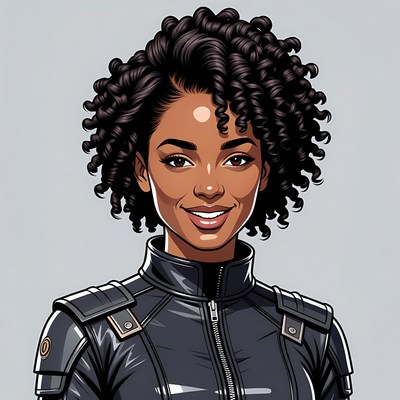 Smiling African-American woman in black suit