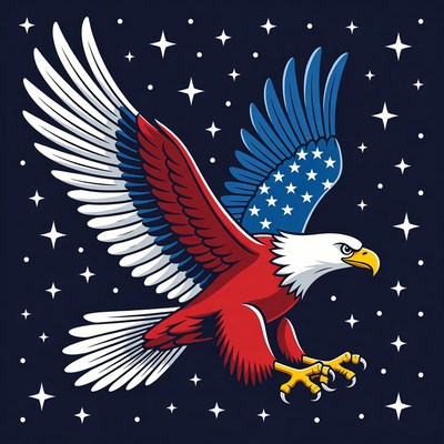 Patriotic American Flag Eagle Illustration