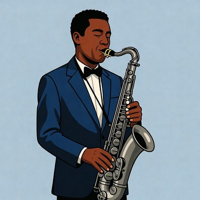 African-American man playing saxophone