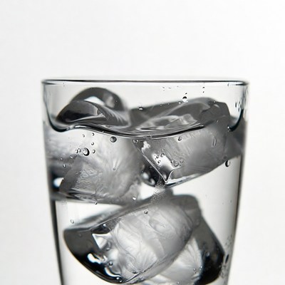 Glass of Water with Ice Cubes