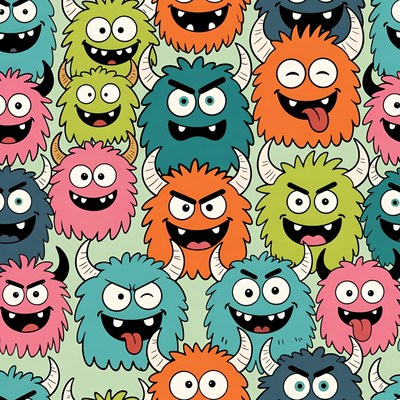 Colorful Cartoon Monster Pattern