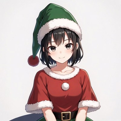 Anime girl in Santa outfit