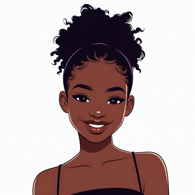 Smiling African-American woman with curly hair