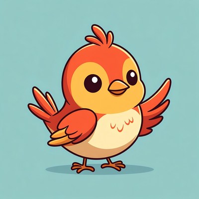 Cute cartoon red bird