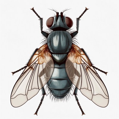 Detailed illustration of housefly