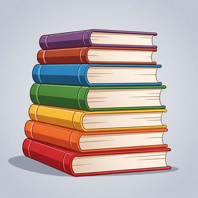 Rainbow Stack of Books Illustration