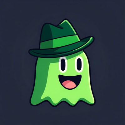 Green Ghost Wearing Hat