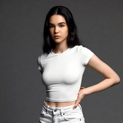 Young woman in white crop top