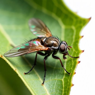 Fly on Green Leaf
