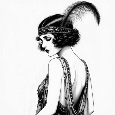 Flapper girl in feathered headband