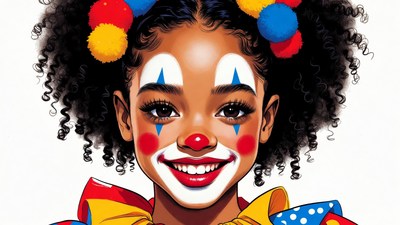 Black girl with clown makeup