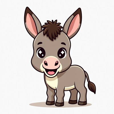 Cute cartoon baby donkey