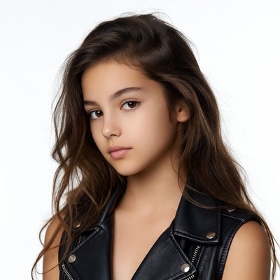 Teen girl in leather vest