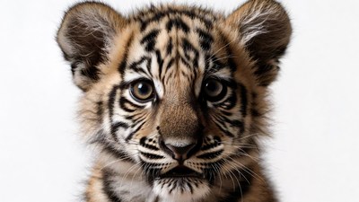 Cute tiger cub close-up