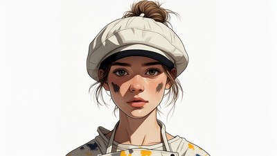 Girl with beret and freckles