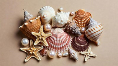 Assortment of seashells and starfish