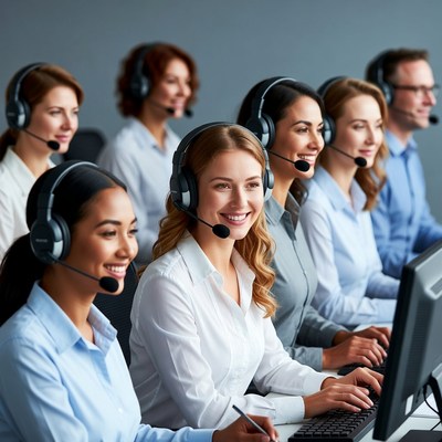 Diverse call center agents working