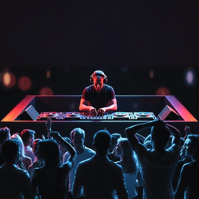 DJ performing at crowded nightclub