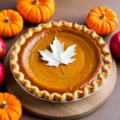 Pumpkin Pie with Maple Leaf