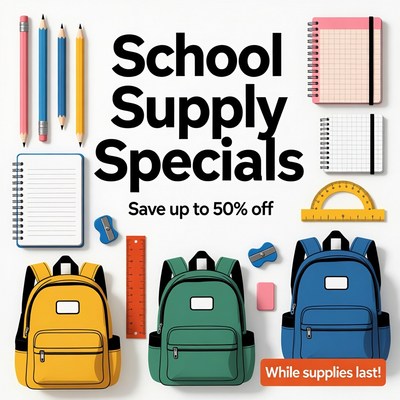 School Supply Specials Illustration