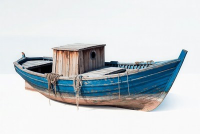 Old blue wooden fishing boat