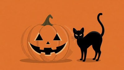 Jack-o'-lantern with black cat