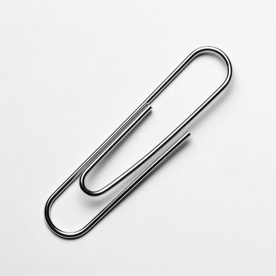 Silver paper clip isolated