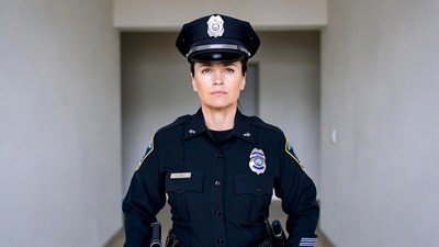 Female police officer in uniform