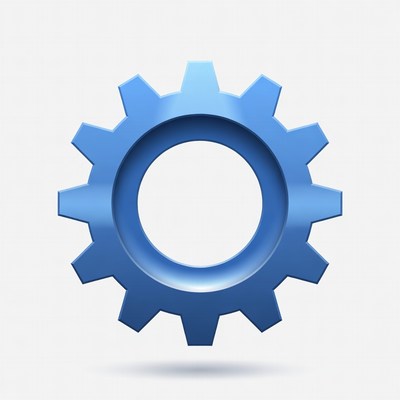Blue 3D Gear Icon