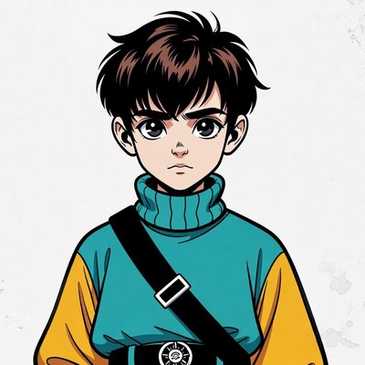 Anime boy in turquoise sweater