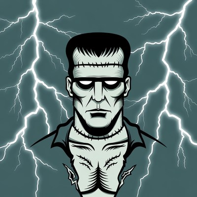 Frankenstein Monster in Lightning Storm