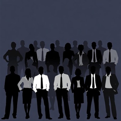 Silhouette of diverse business team