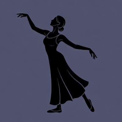 Ballerina Dancing Silhouette Illustration
