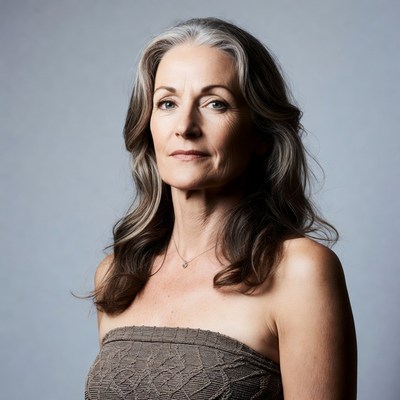 Mature woman with gray hair
