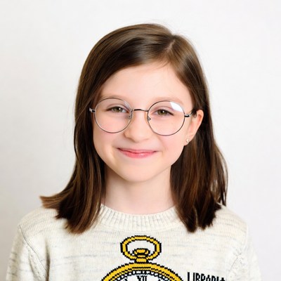 Smiling girl with glasses and sweater