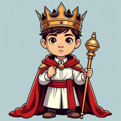 Cartoon boy wearing golden crown