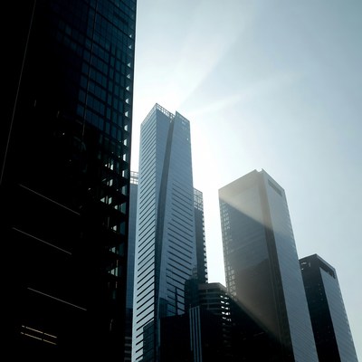 Skyscrapers with Sun Rays