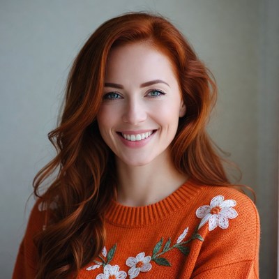 Smiling woman with red hair
