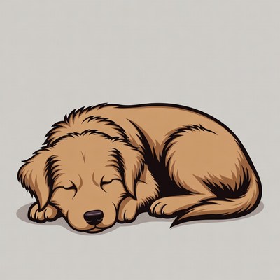 Sleeping Golden Retriever Puppy Illustration