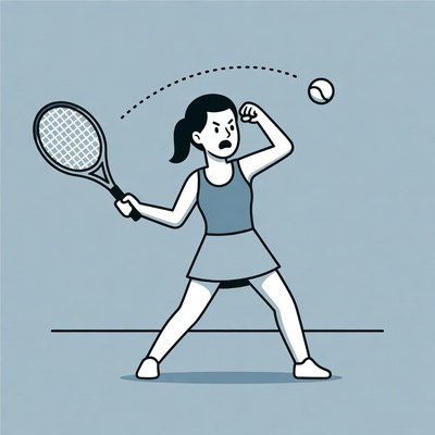 Woman serving tennis ball illustration