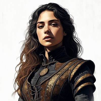 Fantasy woman in ornate black armor