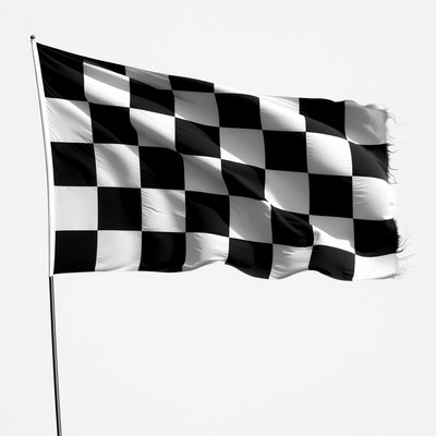 Checkered Flag Waving on Pole