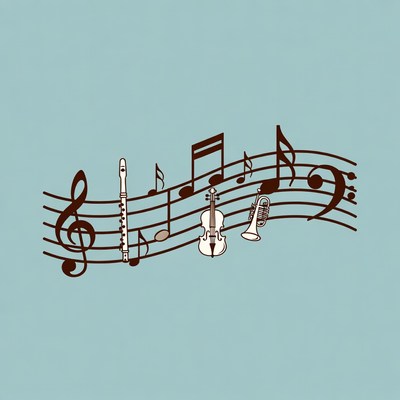 Musical Instruments with Notes Illustration