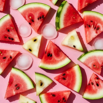 Watermelon Slices with Ice Cubes