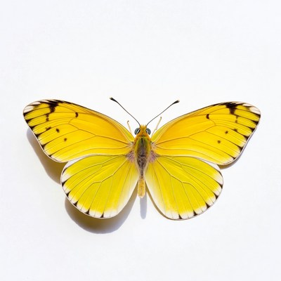 Yellow Butterfly on White Background
