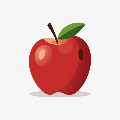 Red apple with leaf