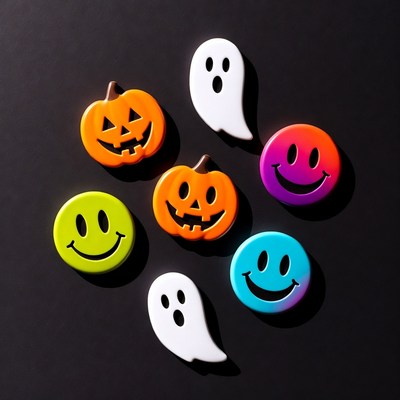 Halloween Jack-o-Lanterns Ghosts Smiley Pins