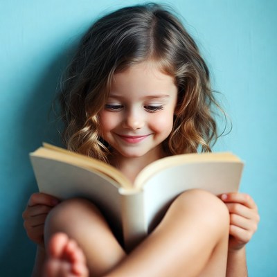 Young girl reading book